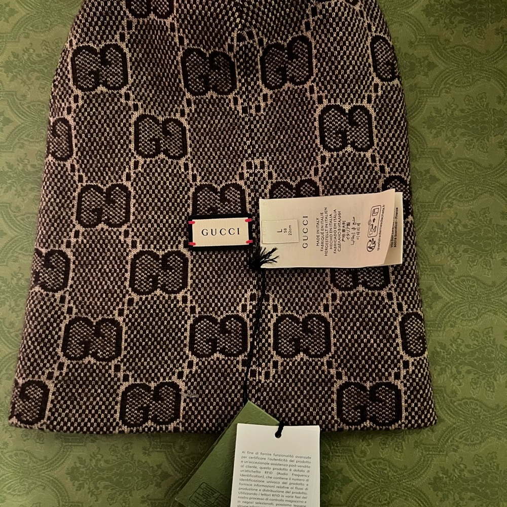 Gucci Monogram Brown, Denim Blue and White Beanie - Picture 3 of 5